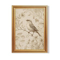 Wojuin Antique Style Sparrow Floral Etching Framed Canvas Wall Art 12x16 in - color: Sparrow, size: 16"L x 12"W