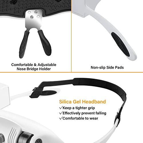 Hands Free Head Magnifying Glasses, Magnifier with Light (1X-8X) - color: Black Head Magnifying Glass