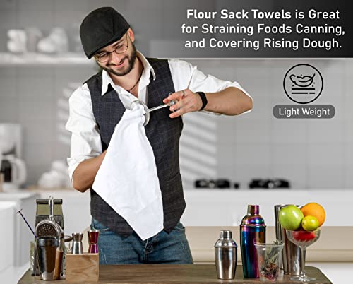RUVANTI Flour Sack Towels 24 Pack 28”x28”, 100% Cotton Ring Spun – White - color: White, size: 24 Pack