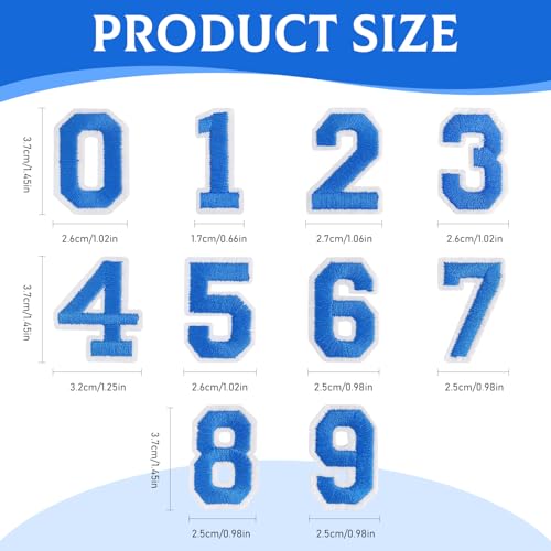 50 Pcs Iron on Numbers Patches for Fabric Tote Bags Hats Clothing Blue - color: Blue, size: Numbers Only