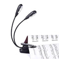 Rechargeable Music Stand Light, Clip on Reading Light, 8 LED Book Lamp, 3-Level Brightness for Eye Protection, Perfect for Piano, Orchestra, Bookworms, Craft (White & Warm, Dual Arm)