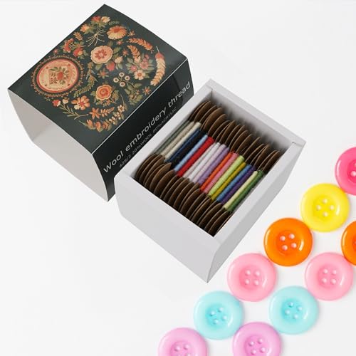 Darning Thread,Wool Embroidery Thread 50m Each Spool X 20Pcs,Darning Wool Blend Thread for Embroidery, Hand Sewing DIY,Machine Sewing,42S/2 (Colour B) - color: colour B