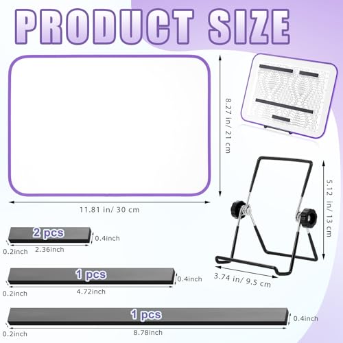 Flutesan 8 x 12 Inches Knitting Pattern Holder with 4 Replacement Magnets Knitting Chart Keeper Cross Stitch Magnetic Board Cross Stitch Accessories and Supplies for Crochet(Purple Border) - color: Purple Border, size: 8.27 x 11.81 Inches
