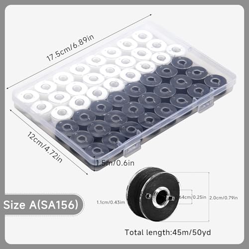 48 Pcs Bobbins Sewing Threads Pre-Wound Bobbins Embroidery Thread (White) - color: White