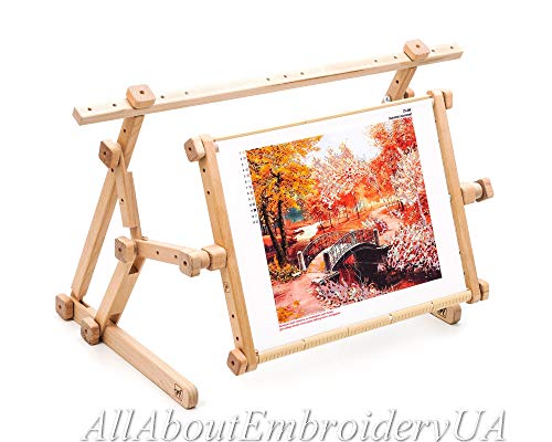Embroidery Adjustable Lap Table Stand Hands Free Needlepoint Wooden Cross Stitch Scroll Frame Tapestry Holder Bed Table Stand Craft Tool (15.7" x 22") - size: 15.7" x 22"