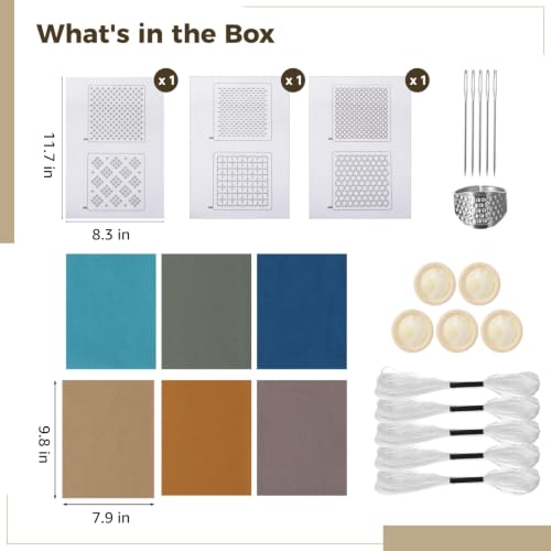 DORMIYA Sashiko Kit for Beginners, Water-Soluble Sashiko Thread and Needles Set, Pure Fabric Sashiko Stencil Kit, Versatile Sashiko Supplies, Embroidery Transfer Templates for DIY Crafts - color: Style 1