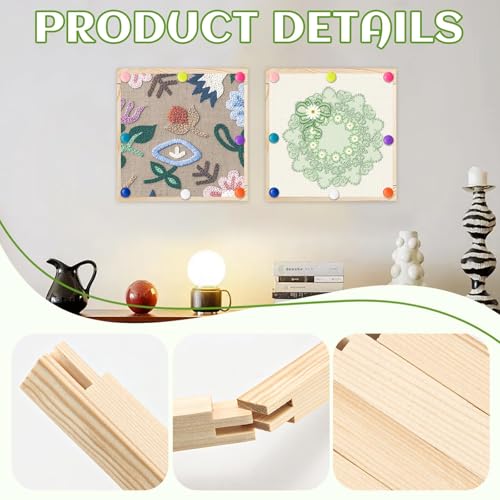 FSWCCK 8 Pcs 8" Stretcher Bars for Needlework with 100 Thumb Tacks, Wooden Canvas Stretcher Bars, Needlepoint Embroidery Stitch Frame Set for Women's Birthday Gifts, Crafts Art