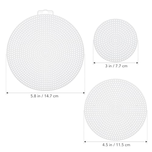 GLEAVI 30Pcs Round Plastic Canvas Sheets: Clear Mesh Canvas Kit for Crochet Bag Bottom, Cross Stitch & Embroidery - 3 Sizes (5.75", 4.5", 3")