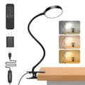iFalarila Reading Light with Remote, LED Desk Lamp Clip on [1H Timer & Nightlight] RA>95 Dimmable Flexible Gooseneck, Reading Lamp with Clamp for Table - 3.5'' (Adapter Included) - style: 3.5'' Black
