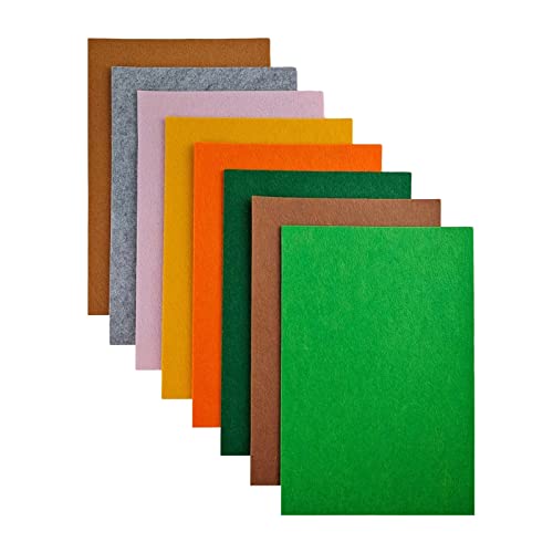 Jtnohx Stiff Felt, 2mm Thick Felt Sheets for Crafts, 8"x12" Hard Felt Fabric Squares 8Pcs for DIY Projects (Yellow Brown Series) - color: Yellow Brown Series