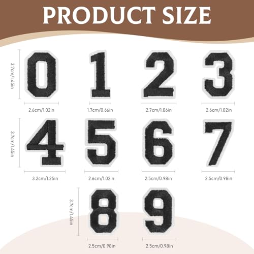 50 Pcs Iron on Numbers Patches for Fabric Tote Bags Hats Clothing Black - color: Black, size: Numbers Only