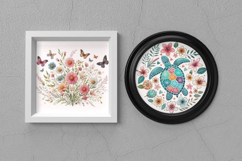 HKLIOPU Stamped Cross Stitch Kits - Hobby Turtle Floral Embroidery Starter Kit for Adult Beginners, 11CT Needlepoint Cross-Stitch Patterns Dimensions Kit Arts and Crafts 16x16 inch - color: SZX-US-LZ193