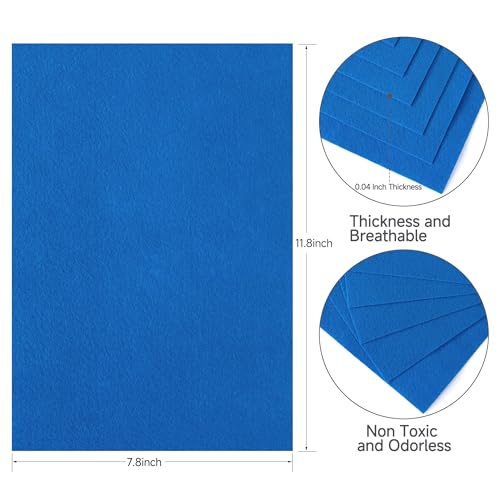HaoFeiJH Blue Felt Sheets - 6PCS Soft Felt Squares (8x12 A4), 1.5mm Thick, Ideal for Sewing, Patchwork, Decoration, Embroidering, DIY Craft - color: 0-sky Blue
