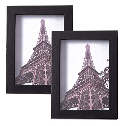 Muzilife 5x7 Shadow Box 3D Picture Frame, Wood & Real Glass, 2 Pack, Black - color: 2pcs 5x7-black