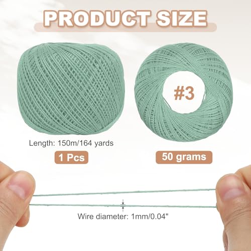 MECCANIXITY Crochet Thread Pearl Cotton Size 3 Deep Green 164 Yards for Crocheting Tatting Knitting Embroidery Sewing - color: Deep Green