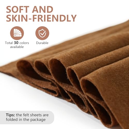 Camel Brown Soft Felt Sheet 36'' X 36'', 1.4mm Large Felt Fabric Sheet - color: Camel Brown