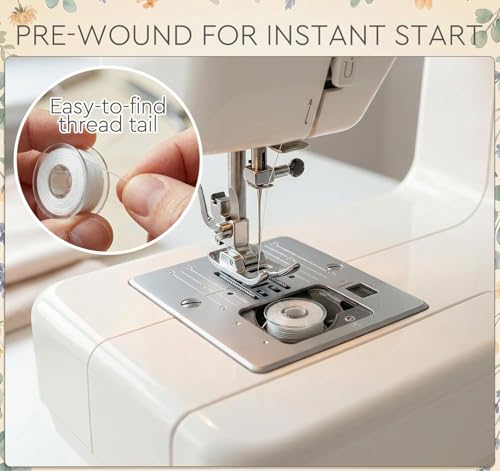ilauke 18White+18Black Bobbin Thread, Size A Prewound Sewing Bobbins - color: Black and White