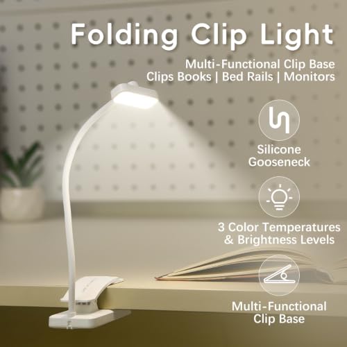 Choudao Rechargeable Book Light,Reading Light for Reading in Bed,Pink - color: Large clip-Pink