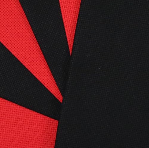 KCS 4/6 pc of 12" x 18" 30cmx45cm 16CT Counted Cotton Aida Cloth Cross Stitch Fabric (Red+Black, 6 pc) - color: Red+black, size: 6 pc