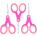 Zicolu 5" Embroidery Scissors, Small Sewing Scissors with Fine Tip for School Office Home Scrapbooking Crafting Quilting Knitting Cross Stitch Crochet Cutting Fabric Paper Thread Yarn, 3-Pack, Pink - size: 5.4"