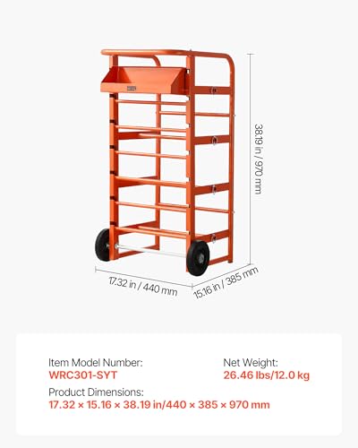 VEVOR Wire Spool Rack, 11 Rods, Multi-Spool Wire Rack Dispenser, Cable Caddy with Wheels, Cable Holder with Storage Tray for Wiring Storage, for Electrical, Industrial & Retail Use, Working Efficiency - style: Wire Storage Cart