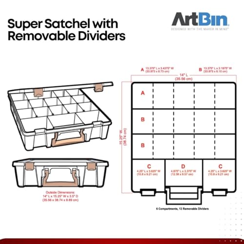 ArtBin Super Satchel Craft Organizer with Removable Dividers, Clear