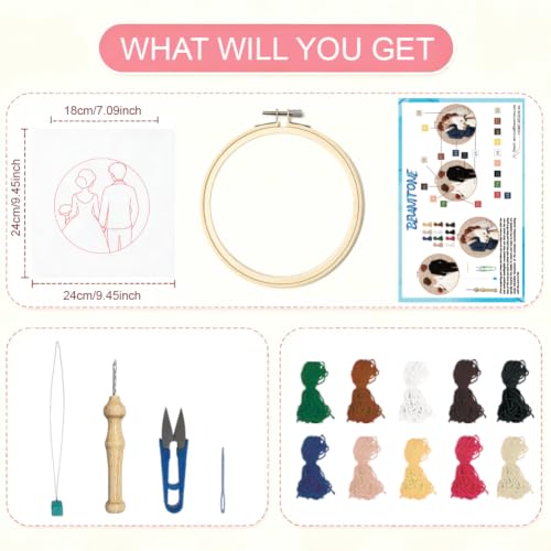 BEUNITONE 2 Pcs Sweet Couple Wedding Punch Needle Kits for Adults Beginner - color: 13-Wedding