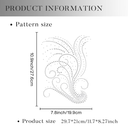 1 Pc Curly Flowers Rhinestone Iron on Hotfix Transfer Decal, Bling DIY Patch Clothing Repair Applique T-Shirt Vest Shoes Hat Jacket Decor Clothing DIY Accessories - style: Curly Flowers