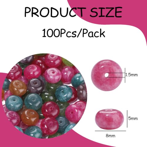 5x8mm 100Pcs Natural Tourmaline Rondelle Beads for Jewelry Making Loose Spacer Abacus Disk Beads Gemstone for Bracelets Necklace DIY Crafts - color: Tourmaline