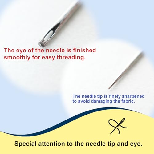 MISUYA CHUBE Sashiko Needles Set of 5, Japanese Embroidery Hand Sewing Needles, Large Eye, Durable Steel, Smooth Stitching, Made in Japan (1.79 Inches) - size: 1.79 Inches