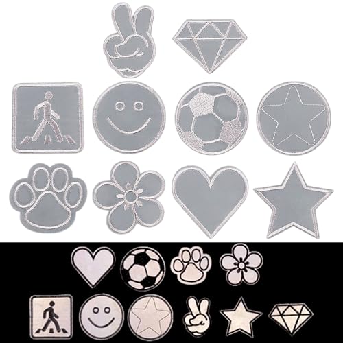 20PCS Reflective Iron On Patches, Embroidered Appliques for DIY Crafts - color: Reflective Silver