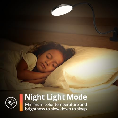 iFalarila Reading Light with Remote, LED Desk Lamp Clip on [1H Timer & Nightlight] RA>95 Dimmable Flexible Gooseneck, Reading Lamp with Clamp for Table - 4.7'' (Adapter Included) - style: 4.7'' Black