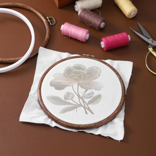 2 PCS Cross Stitch Hoop, 6 Inch Round Embroidery Hoop Frame Imitated Wood Display Frame Embroidery Hoops Circle Cross Stitch Hoops Ring for Art Craft Sewing Hanging Ornaments Decoration