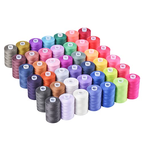 Simthread All Purpose Sewing Thread, 42 Spool Assorted 1000 Yards Polyester Threads for Sewing, Handy Polyester Sewing Threads for Sewing Machine - 42 Colors - color: More Colors-42C