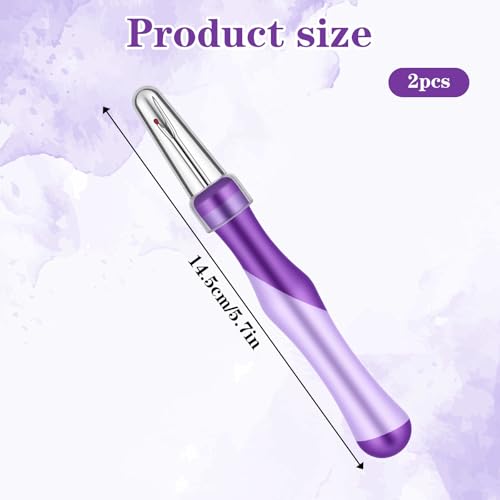 Seam Ripper for Sewing and Thread, Needle and Thread Seam Rippers Needle Stitch Removers Tool with Ergonomic Grip for Cross Stitching, Hand Sewing, Knitting, Embroidery and Thread-Removal(Purple, 2Pcs
