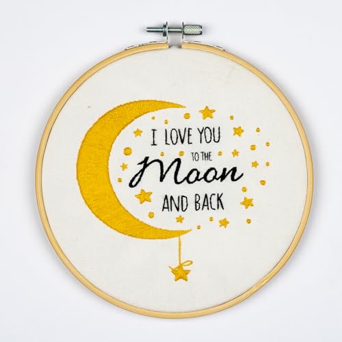 DUTCH STITCH BROTHERS Moon Embroidery Starter Kit with Pattern and Instructions. Stamped Embroidery Kits with Embroidery Clothes with Pattern. 6" Embroidery Hoop - color: DSB034 Stamped fabric