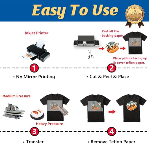 TransOurDream Printable Heat Transfer Paper for Dark and Light T Shirts (50+50 Sheets, 8.5x11, Mix Pack) Iron on HTV Vinyl Transfers Paper for Inkjet Printers - color: Mix-D1L2, size: 100 Sheets