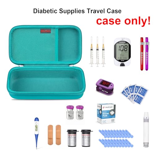 Elonbo Diabetic Supplies Travel Case for Glucose Meter Diabetes Testing Kit - color: Green+ Inside Green