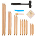 HAPPYER Needlepoint Stretcher Bars Set, 12 PCS Wooden Canvas Stretcher Bars Kit with Tacks, Hammer & Scissors, Needlework Embroidery Stitch Frame Supplies for Canvas Framing Crafts - color: Wood Grain