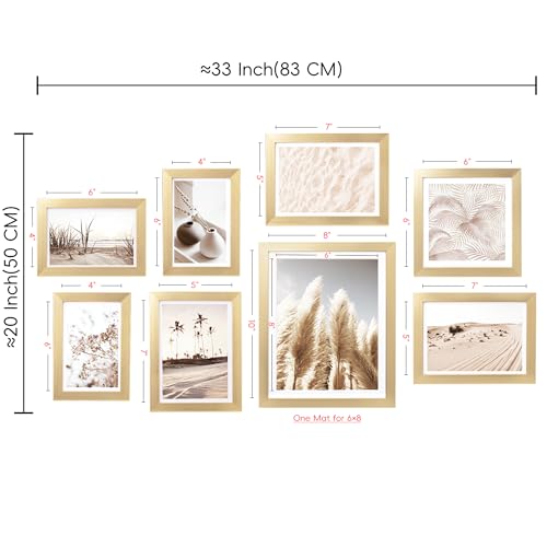 ArtbyHannah Gallery Wall Frame Set, 8 Pack Gold Picture Frames, Small - color: Gold, size: Small