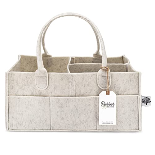 Parker Baby Co. Felt Diaper Caddy Organizer - Large, White - color: White (Heathered White), size: Large