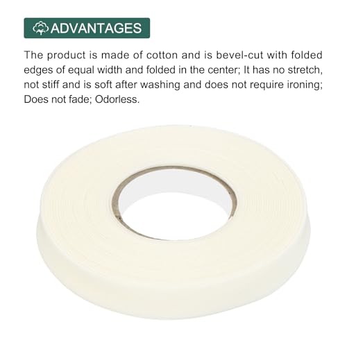 MECCANIXITY 1/2 Inch Double Fold Bias Tape Polyester Continuous Bulk Bias Tape for Sewing, Seaming Quilting Hemming Binding Crafts (Beige White 6 Yards) - color: Beige White, size: 1/2 Inch x 6 Yards