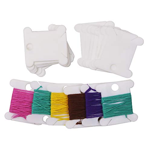 50 Pcs Floss Bobbins for Cross Cotton White Stitch Thread Plastic