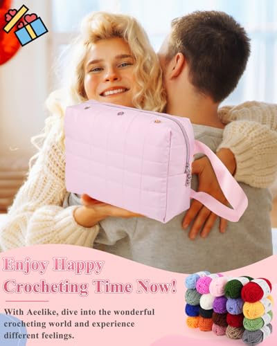 Aeelike Crochet Kit for Beginners Adults, Complete Yarn Kit, Pink - color: Light Pink