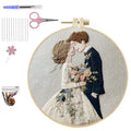 HCANPER Sweet Couple Embroidery Starter Kit, Valentine's Day Gifts，DIY Needle Punch Kit, Punch Needle Kits for Beginners,Include Pre-Printed Fabric,Tools,Embroidery Hoop,Threads. (Four) - color: Four