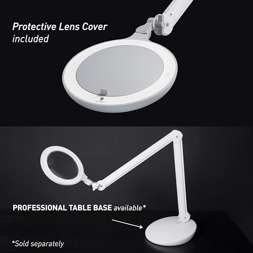 Omega 7 LED Magnifying Lamp – 7" Acrylic Lens, 3 Diopter (1.75X) Magnification, 6,300 Lux at 6”, 4 Brightness Levels, Adjustable Arm, Professional-Grade Light for Precision Tasks - style: Omega 7