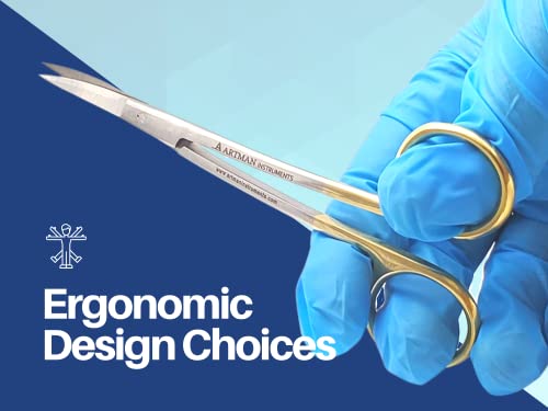 LaGrange Double Curved Tungsten Carbide Inserts Gold Plated Handle Scissors 5.5 Inch | Dental ENT Eye Derma Embroidery Applique for Machine Embroidery & Fabric Stitches (Pack of 2) - size: 5.5 Inches (Pack of 2)