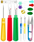 FIVEIZERO Seam Rippers for Sewing – 2 Big and 2 Small Stitch Remover Tools, Thread Ripper, Embroidery Removal Tool, with Needle Threaders, Thimbles, Tape Measure, Tailors Awl and Thread Snips - size: Upgraded Version