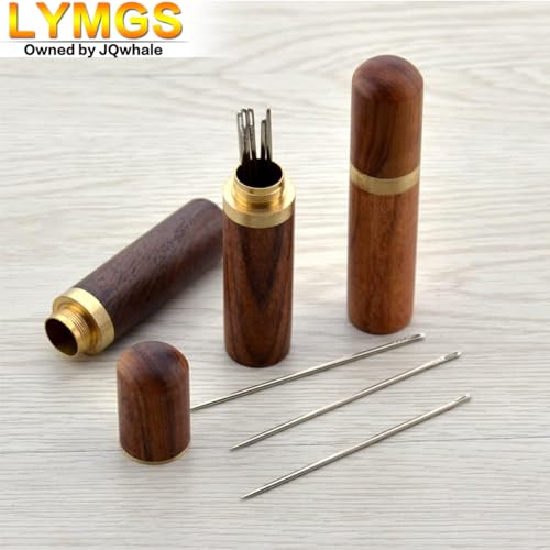 LYMGS Home Wooden Portable Sewing Needles Storage Case, Versatile Wood Box Holder for Store Embroidery Needle Hand Crafts Knitting Tool Toothpick Pill Bead, 2 Pack