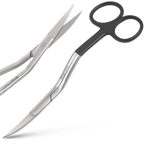 Bent Handle Double Curved Embroidery Scissors 6 Inch Stainless Steel Embroidery Scissors for Fabric Stitches and Crafting Machine Embroidery Sewing Applique scissors.